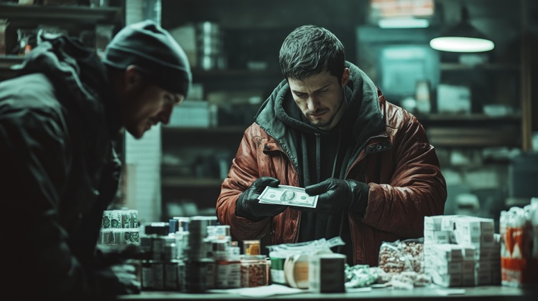 men sorting drugs