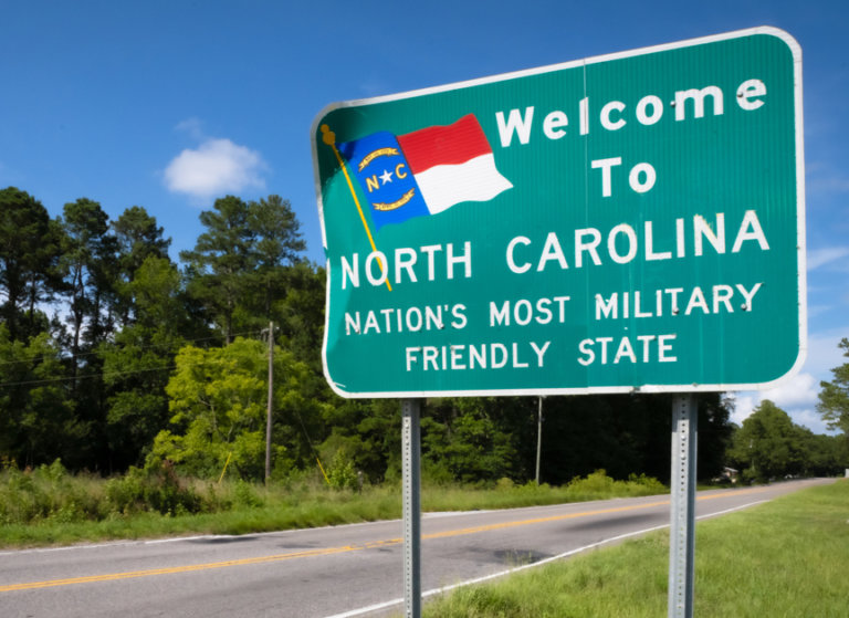 North Carolina military highway sign.